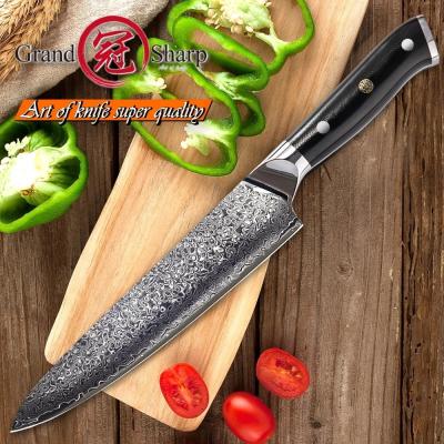 China Viable Professional Steel Chef Knife For Hotel 8 Inch Damascus Kitchen Knife Black Group Of Ten Handle Kitchen Chef for sale