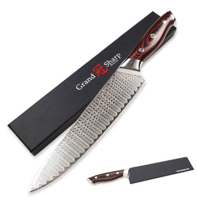 China New Design Viable 8 Inch Damascus Steel Chef Knife With Handle Group Of Ten Damascus Kitchen Knife for sale