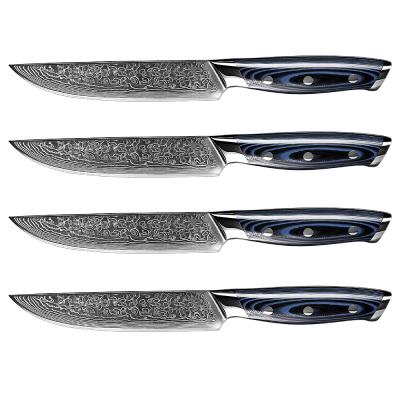 China Best Choice Amazon Stainless Steel Kitchen Chef Slicing Meat Cleaver Fruit Steak Knife Set 4pcs 6pcs Viable 4/6 Damascus Blade for sale