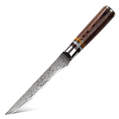 China Durable Japanese Steel VG10 Core Forged Damascus Blade Sharp Kitchen Cooking Knife Boning Knife With Sheath And Case for sale