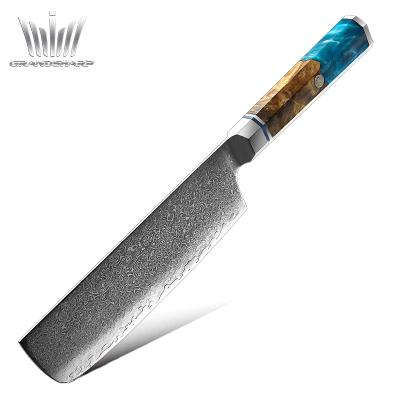 China Chef's Kitchen Cleaver Nariki Octagonal Knife 6.7 Inch Damascus VG10 Blade Fruit Meat Vegetable Cutter Japanese Resin+Wood Viable for sale