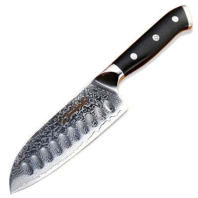 China Wholesale Viable Santoku Knife 5 inch vg10 Damascus Steel Japanese Kitchen Knife 67 Layers High Carbon Chef Cooking Stainless Steel for sale