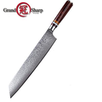 China Sustainable Decoration Acrylic Wood Handle Professional 67 Layer Damascus Steel Blade Kitchen Chef Knife for sale