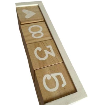 China Home Office Rustic Wooden Perpetual Decoration Display Date Month Table Calendar New Products Time Concept Wooden Block Calendar for sale