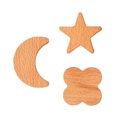 China Nordic Solid Wood Viable Free Standing Perforated Wooden Hook Nails Hook Star Moon Wall Hook Wall Coat Hook for sale