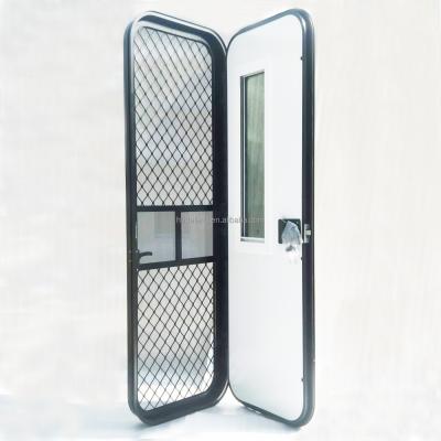 China Caravan trailer entry door wall thickness 30-90 with air vent, door window, safe net, flynet for sale