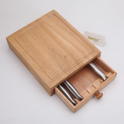 China Large Sustainable 100% Natural Bamboo Gold Cheese Knife Board Cutting Set for sale