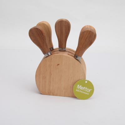 China Sustainable Small Cheese Knife With High Quality Bamboo Knife Holder Set for sale