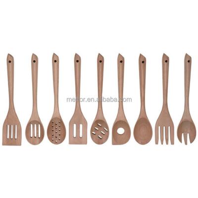 China Sustainable Wholesale Restaurant Kitchen Kids Kitchen Utensils Cooking Utensil Set Wooden Set for sale