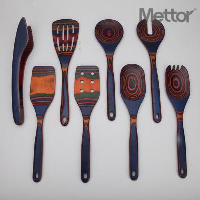 China Mettor viable high quality, durable, and strong 8piece pakkawood utensil kitchen tools, for kitchen family for sale