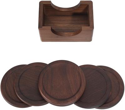 China Sustainable Walnut Dark Wood Coaster, Wooden Pads for sale