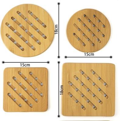 China Sustainable Tripod Hot Pads, Solid Bamboo Wooden Table Tripods For Hot Dishes And Pot With Non-slip Pads Pads Teapot Heat Resistant Tripod for sale