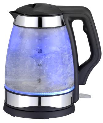 China Wholesale 360 ​​degree rotation reference night can be luminous glass electric kettle/electric glass kettle for sale