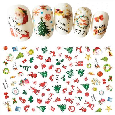 China Nail Art Decoration Wholesale 3d Colorful Beauty Nail Ornament Decals Snowflake Elk tree winter Cartoon Christmas nail art Decorations Stickers for sale