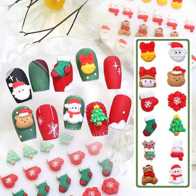 China Nail Art Decoration 2023 Wholesale Funny 3d Christmas Resin Nail Charms Christmas Tree Snowman Bell Ornaments Decoration Supplies DIY Accessories for sale