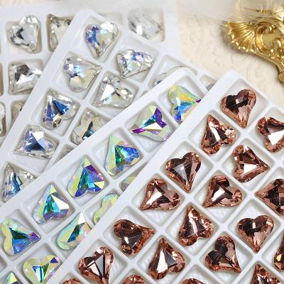 China Nail Art Decoration 3D Love Diamond glitter stoes pointed bottom love heart beads crystal rhinestone nail art decoration charms Accessories for sale