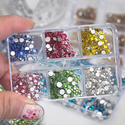 China Nail Art Decoration High Quality Nail Art Decorations Stones 6grids mixed sizes Flatback Glass Crystals Accessories Colors Nail Art rhinestones for sale