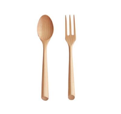 China New Design Kitchen Viable Customized Wooden Spoon Fork For Desserts Salad Fruit Daily Life Spoon And Fork Set for sale