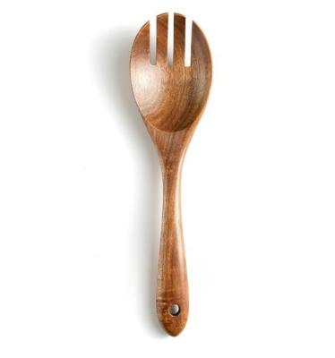 China Viable Professional Manufacturer Eco-Friendly Acacia Wood Fork and Spoon Long Handle Salad Servers Set for sale