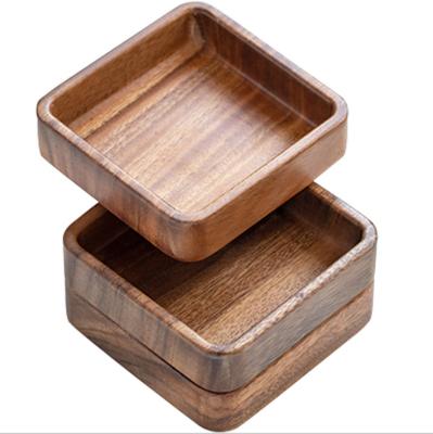 China Sustainable Professional Manufacturers Restaurant Sushi Food Serving Dish Plates Wooden Dessert Tray Fast Food Dish Walnut Dishes for sale