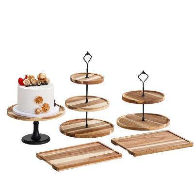 China Modern High Quality Kitchen Decorative Serving Tray 3 Tier Tray For Dessert Wooden Tiered Serving Tray for sale