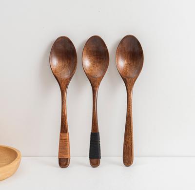 China Modern Household Curved Handle Nanmu Mini Wooden Spoon For Eating Hot Selling Products for sale