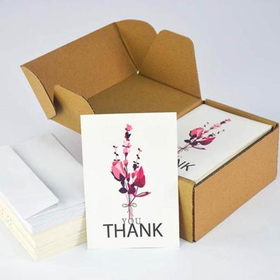 China Europe Custom Matching Package Luxury Thank You Cards Floral Flower Greeting Note Cards With Envelopes for sale