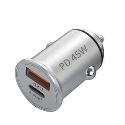 China New Product Mini Super Small Size Metal Car Accessories Electronics 45w palladium PPS qc3.0 USB Car Charger Tiny Type C Type C for sale