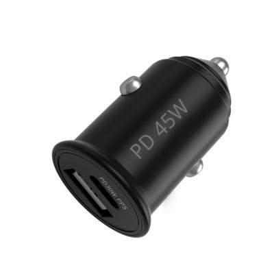 China Consumer electronics small size mobile accessories charge palladium 45w PPS qc3.0 tiny usb car charger type c mini super small metal car charger for sale