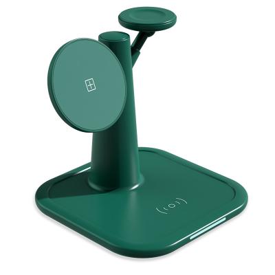 China New Arrival High Speed ​​Palladium 3 Fast Charging In 1 Qi Wireless Magnetic 15w Charger Station Stand Magnetic Wireless Bottom Mobile Handheld Device for sale