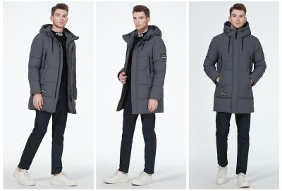 China Regular Fit Mens Long Parka Donkergrijze mannen verpakkbare jas met veel zakken Te koop