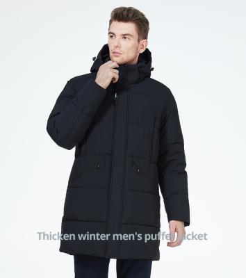 China Business Style Long Man Winter Coat Thick Dark Colour Waterproof Down Coat With Four Pockets for sale