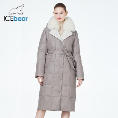 China Elegant Removable Fox Fur Collar Down Jacket with Lamb Fur Lapel, Belt & Hat for Winter for sale