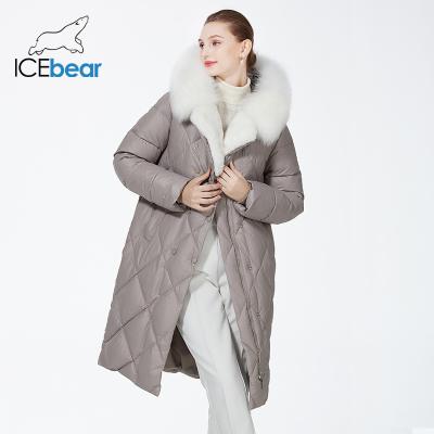 China Detachable Luxury Down Jacket Pure Fur White Cotton Coat Tall Collar for sale