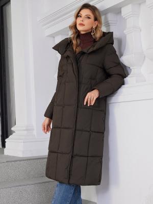 China Weather Resistant Woman Winter Coat Undetachable Hat Type Solid Pattern For Cold Weather Protection for sale