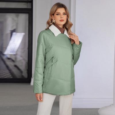 China Padded coat, Woman Sping Autumn  Coat For Mid Aged Women, big size, for europe winter, short coat, double pockets,  Imitation goat fur for sale