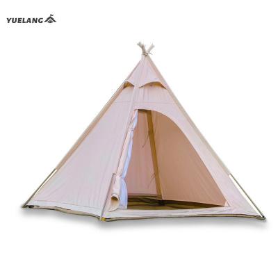 China Diagonal Tie Type Outdoor Indian Amazon Hot Sale Tent Cotton Camping Family Waterproof Tent For 3-4 Persons for sale