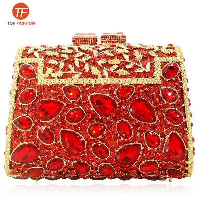 China Luxury Factory Wholesale Crystal Rhinestone Clutch Bag 2021 For Even Formal Party Large Handbag With Interesting Metal Handle for sale