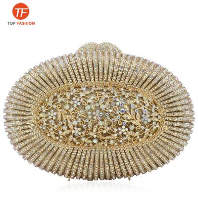 China Luxury Factory Wholesale Luxury Oval Rhinestone Party Handbag Women Purse Crystal Clutch Bag Wedding Floral for sale