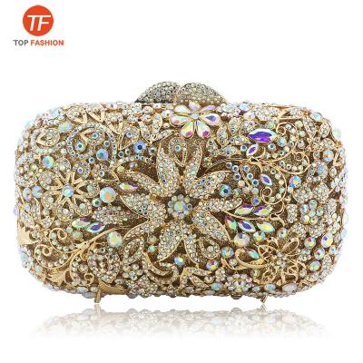 China China Luxury Factory Wholesale Crystal Rhinestone Clutch Evening Bag for Formal Party Even Floral Purse for sale