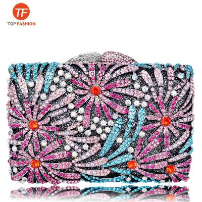 China Luxury Multi Flower Crystal Rhinestone Clutch Purse Firework Evening Clutch Bag For Party Wholesale Sales From China Supplier for sale