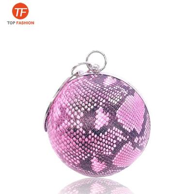 China Luxury Women Crystal Clutch Purse Round Ball Evening Clutch Bags Snakeskin Wedding Party Handbags for sale