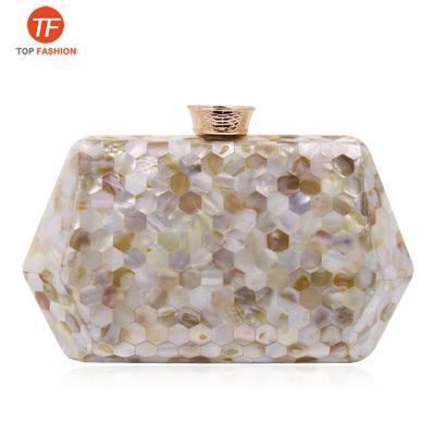 China Luxury Factory Sell 2021 Wholesale Custom High End Rectangle Argyle Pattern Luxury Mother of Pearl Clutch for sale