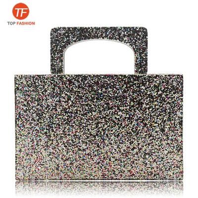 China Luxury Factory Wholesale 2020 Customized Purse With Handle Glitter Pattern Evening Clutch Bag Acrylic Prom Party for sale