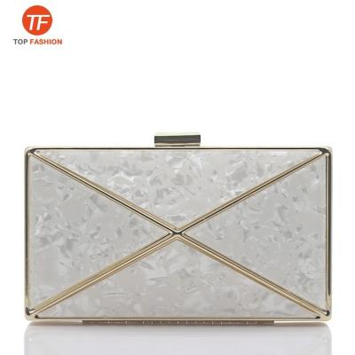 China Wholesales Luxury Marble Acrylic Clutch Bag Evening Clutch Bag With Metal Frame From China Supplier for sale