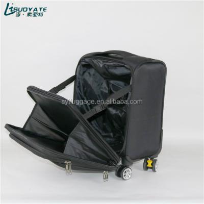 China Single Style 18inch Zipper Pocket Wheels Fabric Spinner Nylon Trolley Luggage for sale