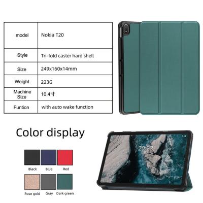 China 2021 Wholesale Luxury Factory Lightweight PU Leather 10.4 inch Triple Stand Tablet Cover Case For Nokia t20 for sale