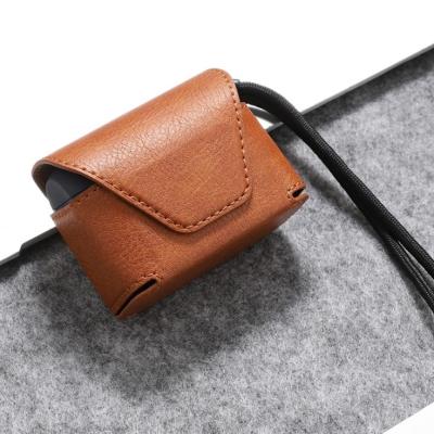 China Full PU Leather Case Portable Earphone Leather Bag Case for Airpods 3 pro with Carry Strap for sale