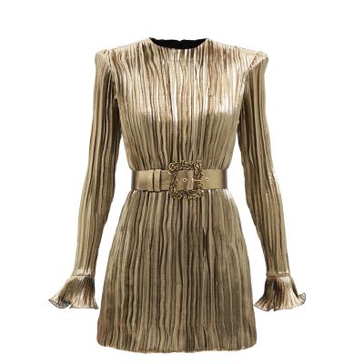 China Anti-wrinkle autumn and winter ladies around neck long sleeve sexy ballroom dress with zipper sequin dress dress for sale