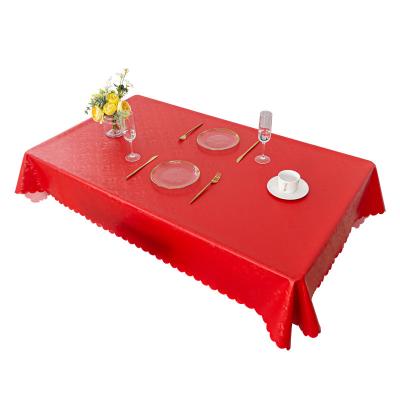 China Waterproof thickened red waterproof oil-proof disposable tablecloth wedding tablecloth hotel restaurant tablecloth for sale